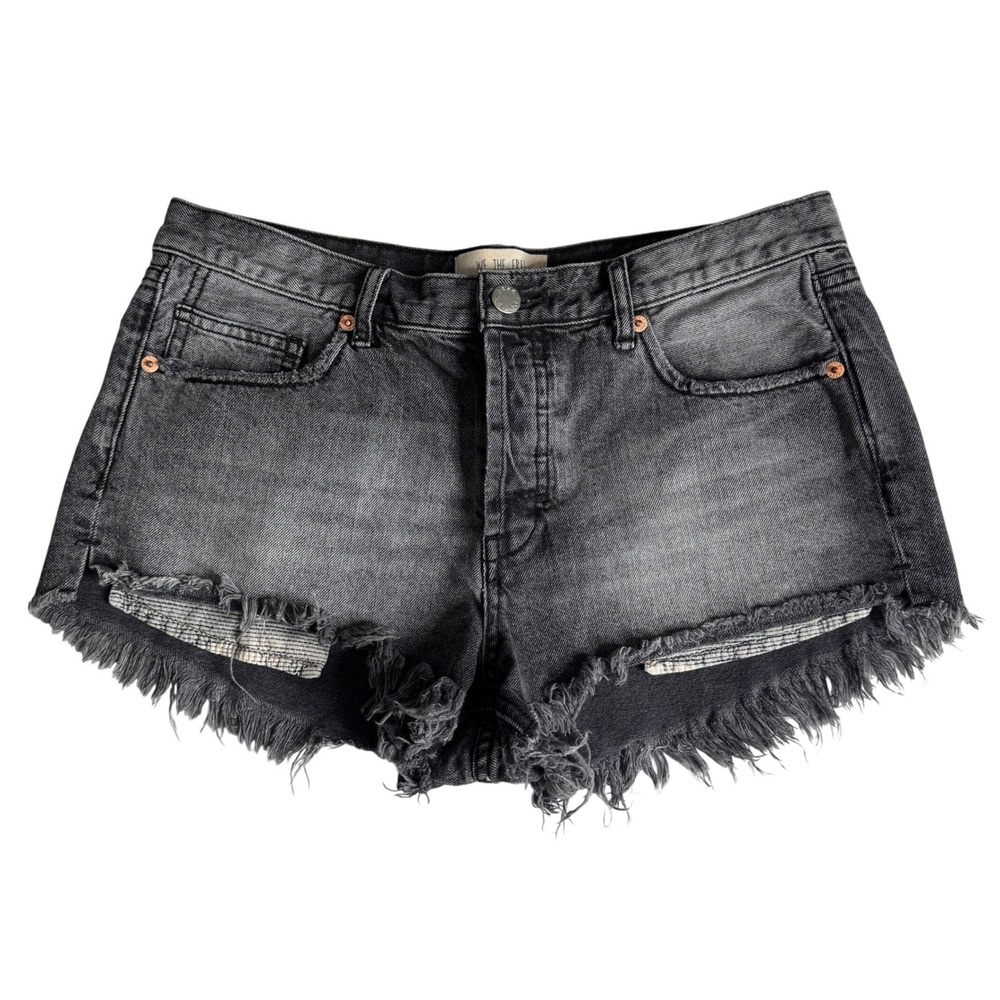 Free People Soft and Relaxed Black Distressed Denim Cut Off Shorts Womens 29
